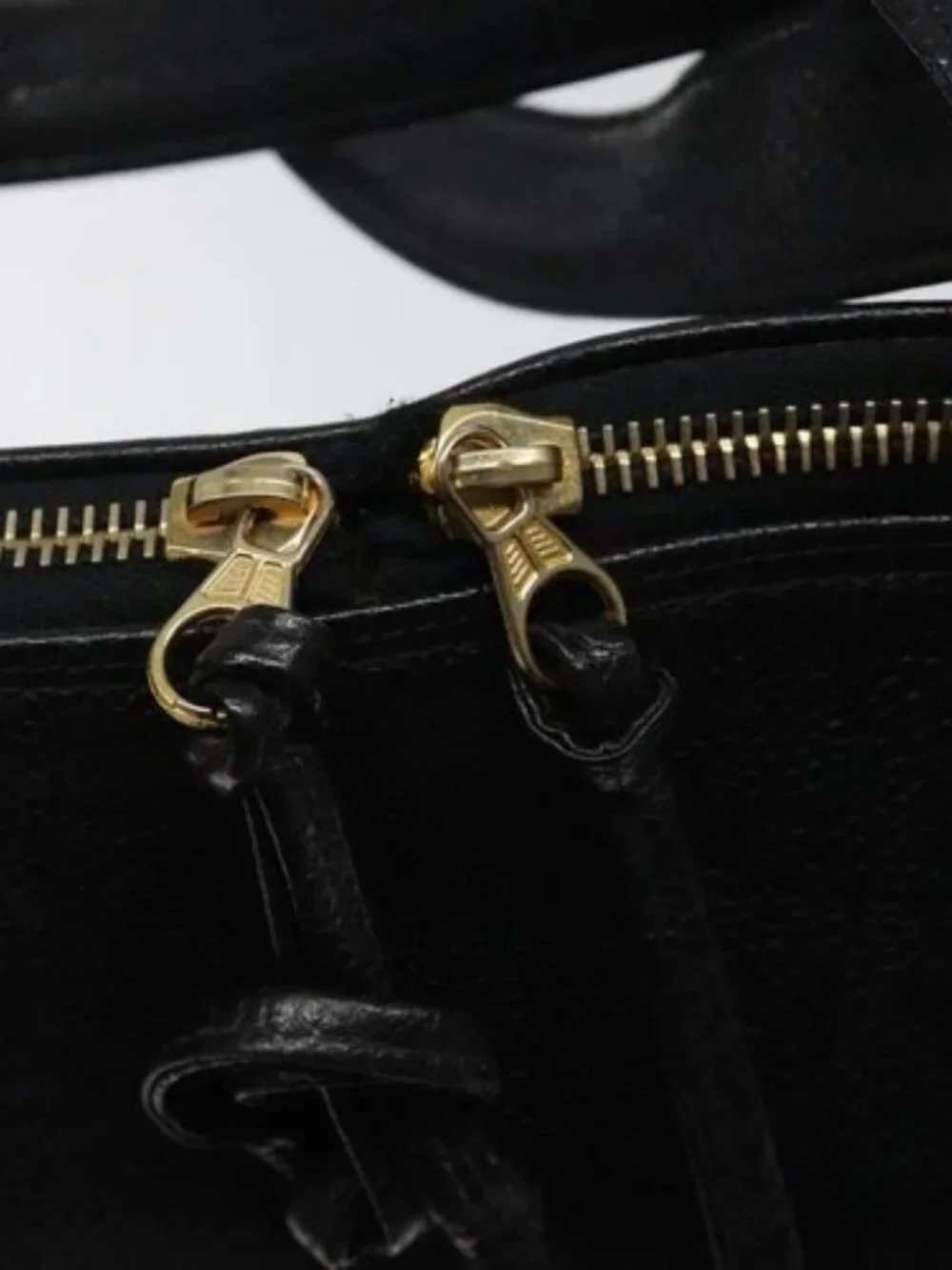 CHANEL COCO Mark Hand Bag Calf Skin Black Gold CC Auth yk17997